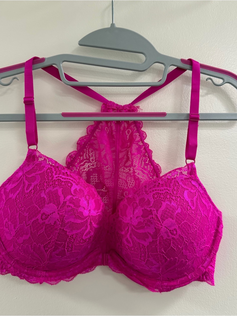 Lace Racerback Bra in Fuchsia Pink
